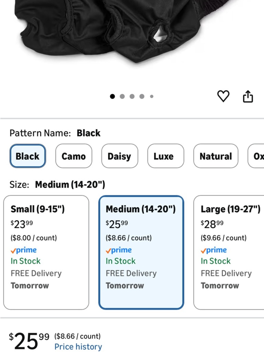Black Washable Dog Diaper - Secure Fit - Picture 5 of 6